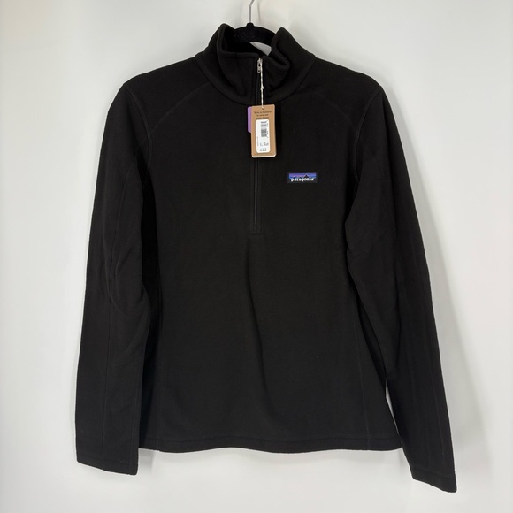 Patagonia Fleece Micro D  1/4 Zip Size Medium Black - Picture 1 of 4